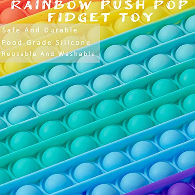 Large Rainbow Push Bubble Fidget Toy | Big Size Sensory Stress Relief for Kids and Adults